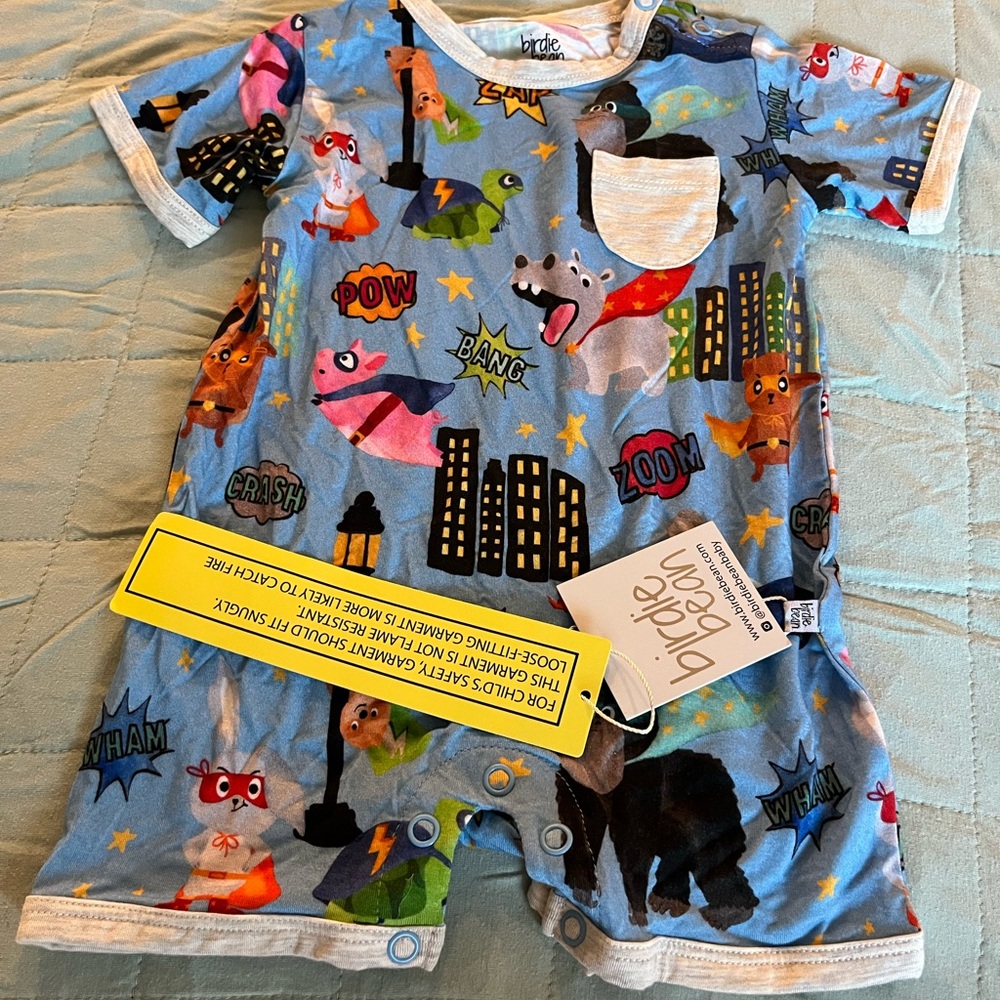 NWT Bamboo Birdie Bean One Piece Romper Gorilla Pig Hippo Bunny Rabbit 6-12m